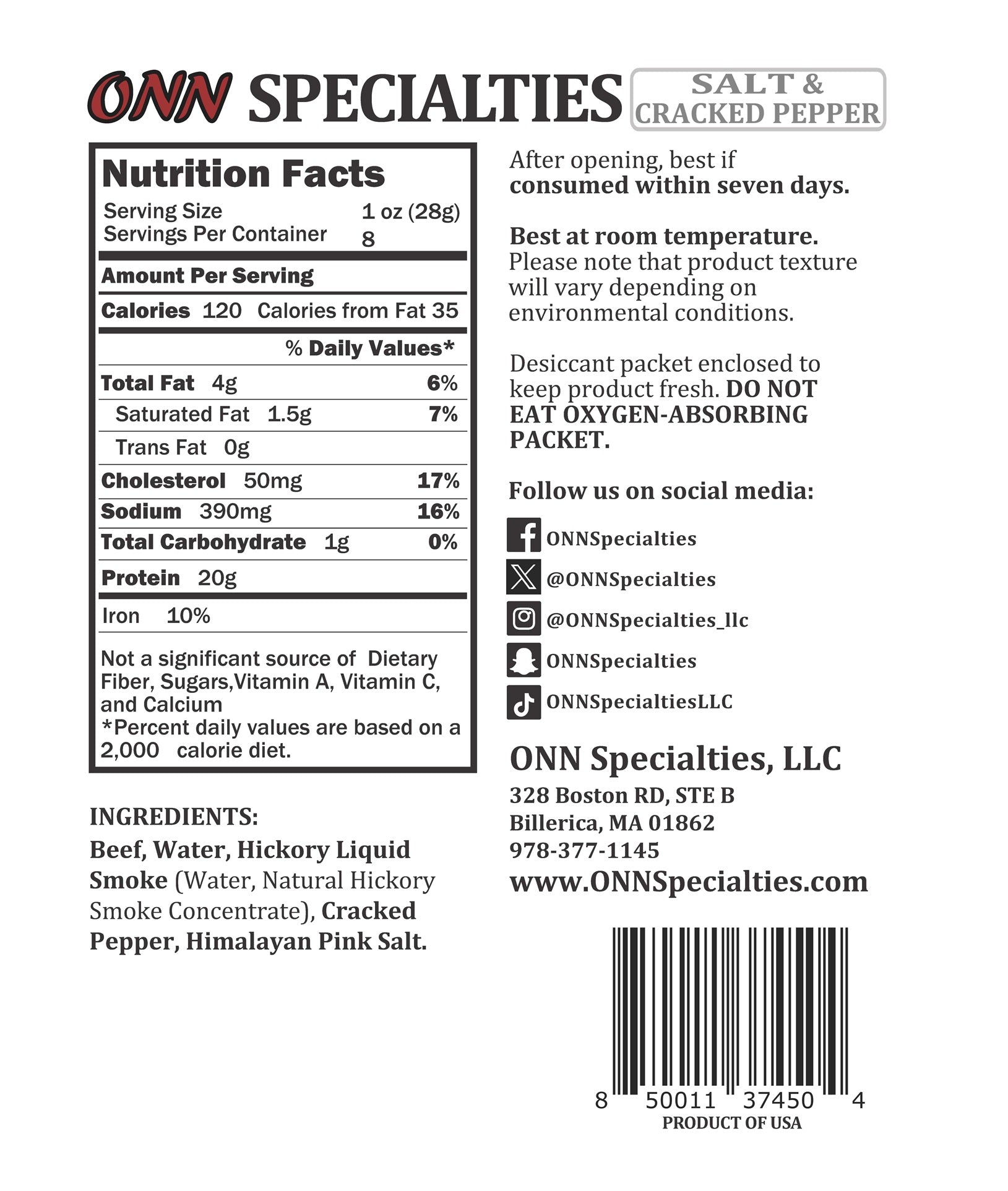 Salt & Cracked Pepper Beef Jerky
