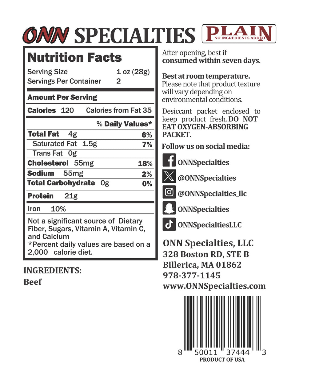 Plain Beef Jerky
