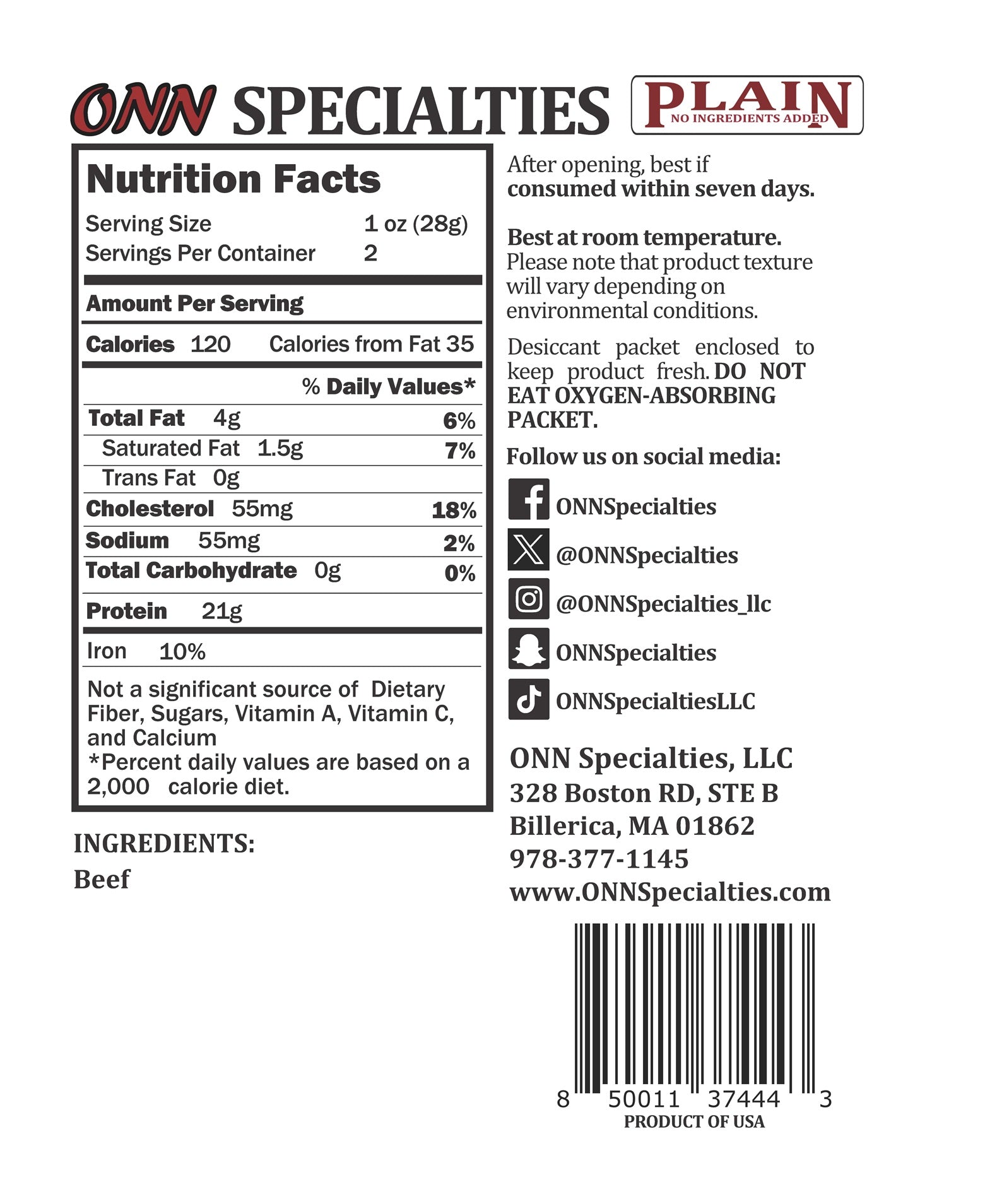 Plain Beef Jerky