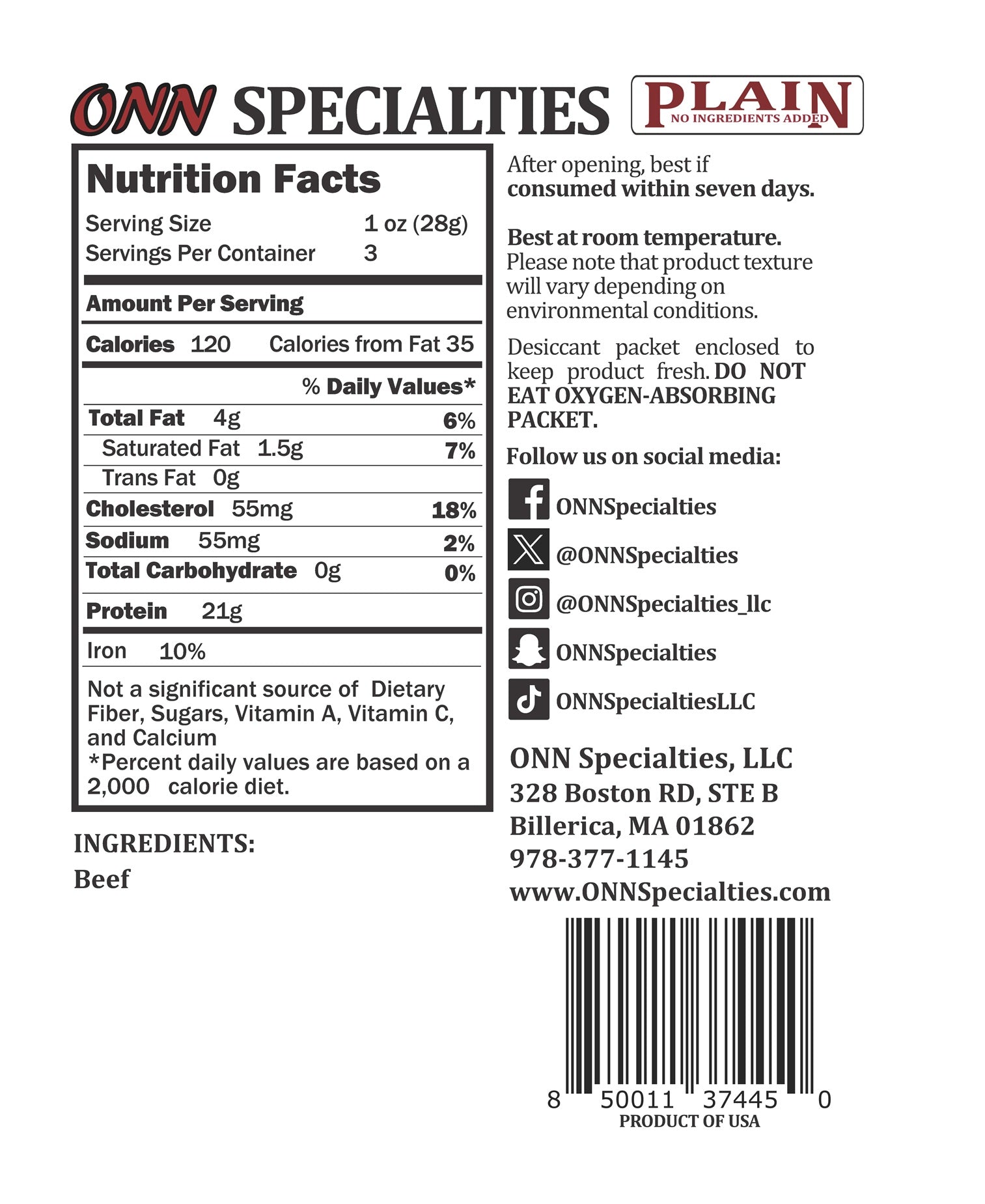 Plain Beef Jerky
