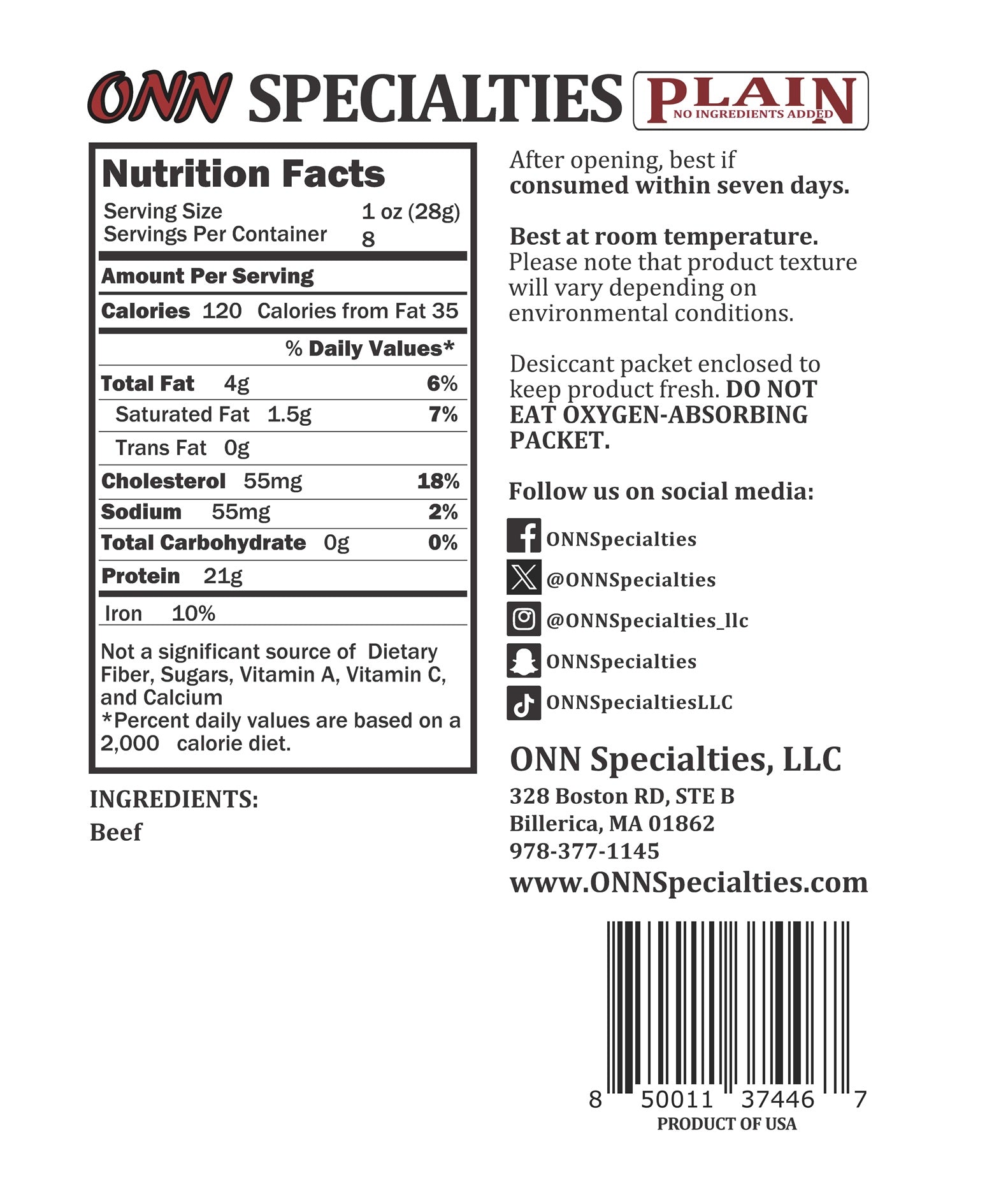 Plain Beef Jerky